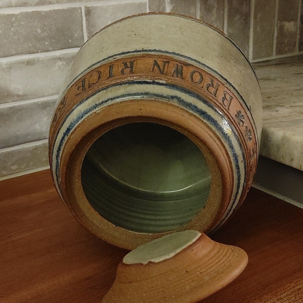 Artisan Ceramic Canister Gray, Mocca, & Blue - Picture 5 of 13